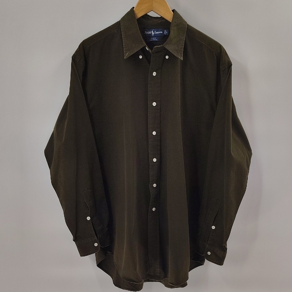 Ralph Lauren Blake Button Down Size Large Dark Green Collared Long Sleeve - Picture 1 of 4